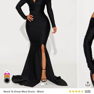 Fashion Nova Black Long Sleeve Maxi Dress